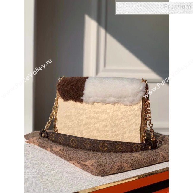 Louis Vuitton LV Teddy Twist MM Monogram Wool Shoulder Bag M55450 Beige 2019 (KI-9122104)