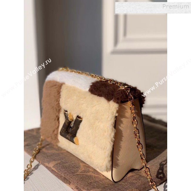 Louis Vuitton LV Teddy Twist MM Monogram Wool Shoulder Bag M55450 Beige 2019 (KI-9122104)