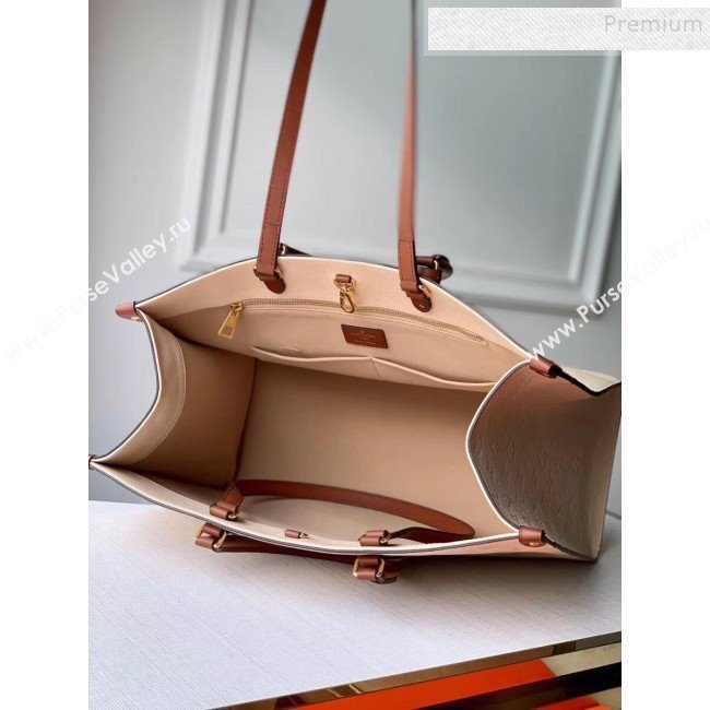 Louis Vuitton Onthego Monogram Embossed Leather Tote M44921 Light Nude 2019 (KI-9122113)