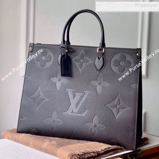 Louis Vuitton Onthego Monogram Embossed Leather Tote M44925 Black 2019 (KI-9122112)