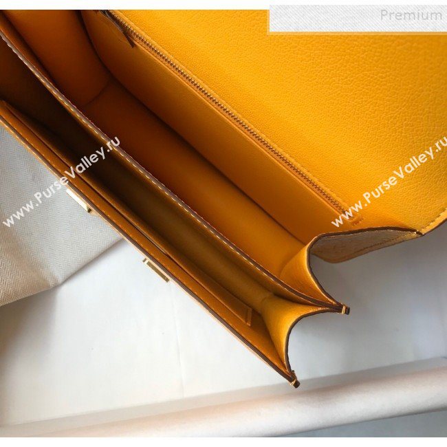 Hermes Constance 18/23cm in Crocodile Embossed Calf Leather Amber Yellow/Gold 2019 (Half Handmade) (FL-9122125)