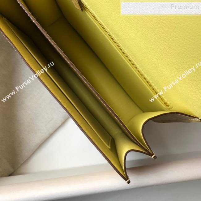 Hermes Constance 18/23cm in Crocodile Embossed Calf Leather Light Yellow/Gold 2019 (Half Handmade) (FL-9122127)