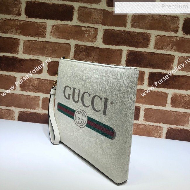 Gucci GG Web Leather Pouch 572770 White 2019 (DLH-9122115)