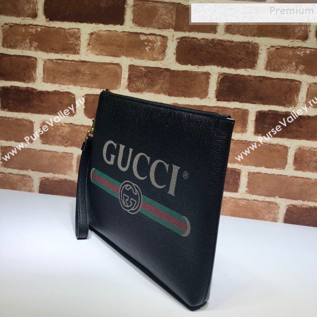 Gucci GG Web Leather Pouch 572770 Black 2019 (DLH-9122116)