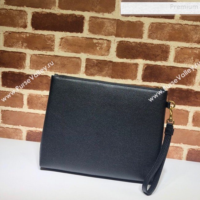 Gucci GG Web Leather Pouch 572770 Black 2019 (DLH-9122116)