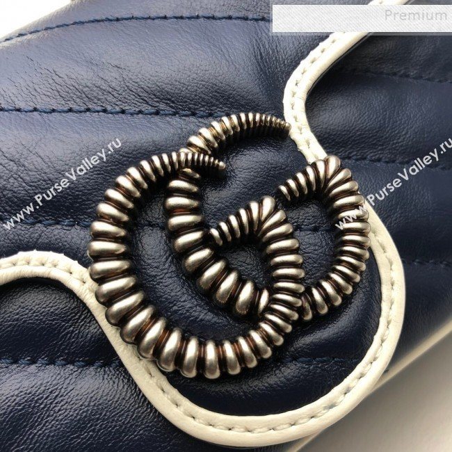 Gucci GG Diagonal Marmont Super Mini Bag 574969 Blue/White 2019 (DLH-9122117)