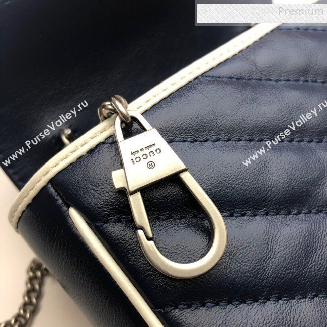 Gucci GG Diagonal Marmont Super Mini Bag 574969 Blue/White 2019 (DLH-9122117)