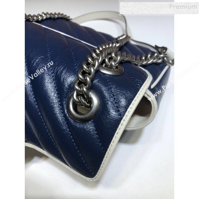 Gucci GG Diagonal Marmont Mini Bag ‎446744 Blue/White 2019 (DLH-9122118)