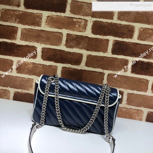 Gucci GG Diagonal Marmont Super Small Shoulder 443497 Blue/White 2019 (DLH-9122119)