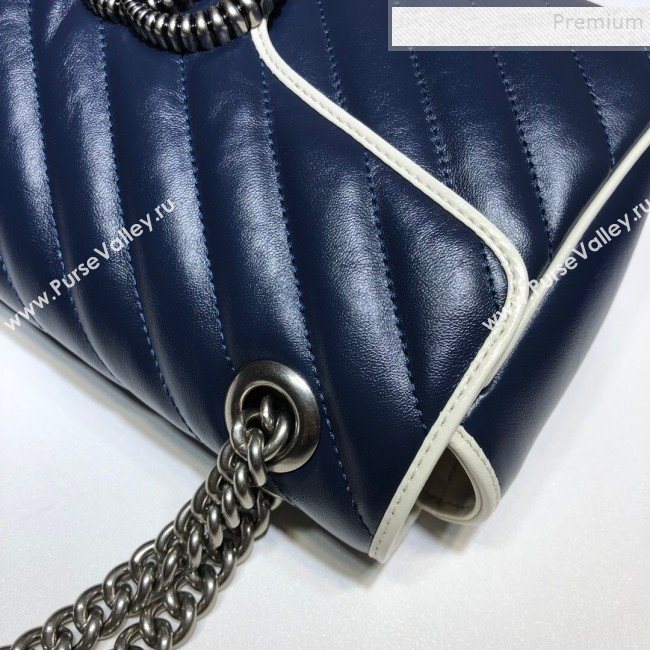 Gucci GG Diagonal Marmont Super Small Shoulder 443497 Blue/White 2019 (DLH-9122119)