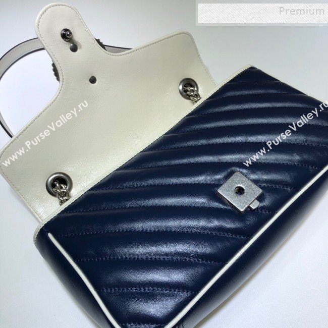 Gucci GG Diagonal Marmont Super Small Shoulder 443497 Blue/White 2019 (DLH-9122119)