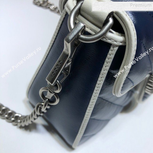 Gucci GG Diagonal Marmont Mini Top Handle Bag 583571 Blue/White 2019 (DLH-9122120)