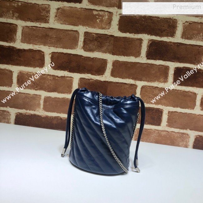 Gucci GG Diagonal Marmont Mini Bucket Bag 575163 Blue/White 2019 (DLH-9122122)