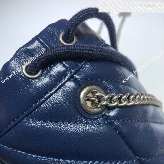 Gucci GG Diagonal Marmont Mini Bucket Bag 575163 Blue/White 2019 (DLH-9122122)