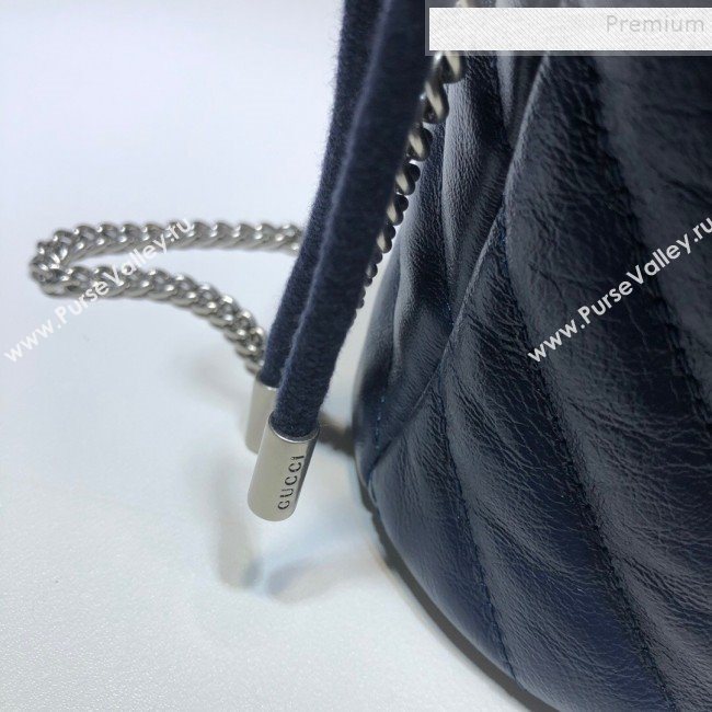 Gucci GG Diagonal Marmont Mini Bucket Bag 575163 Blue/White 2019 (DLH-9122122)