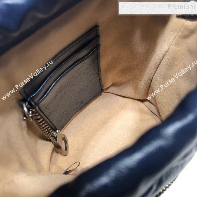 Gucci GG Diagonal Marmont Mini Bucket Bag 575163 Blue/White 2019 (DLH-9122122)