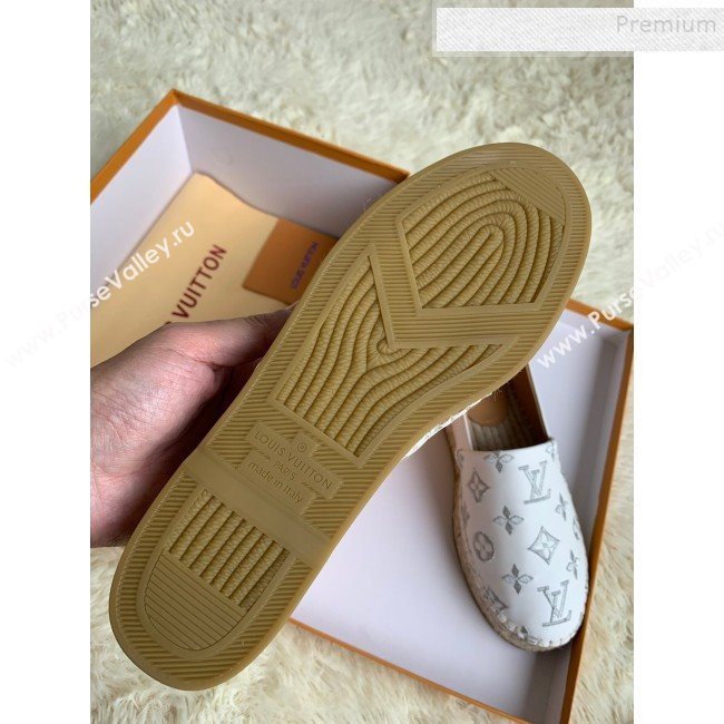 Louis Vuitton Monogram Silver Embroidered Flat Espadrilles White 2019 (For Women and Men) (HB-9122013)