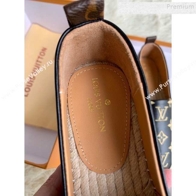 Louis Vuitton Monogram Golden Embroidered Flat Espadrilles Black 2019 (For Women and Men) (HB-9122010)