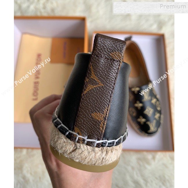 Louis Vuitton Monogram Golden Embroidered Flat Espadrilles Black 2019 (For Women and Men) (HB-9122010)