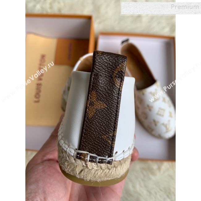 Louis Vuitton Monogram Golden Embroidered Flat Espadrilles White 2019 (For Women and Men) (HB-9122011)