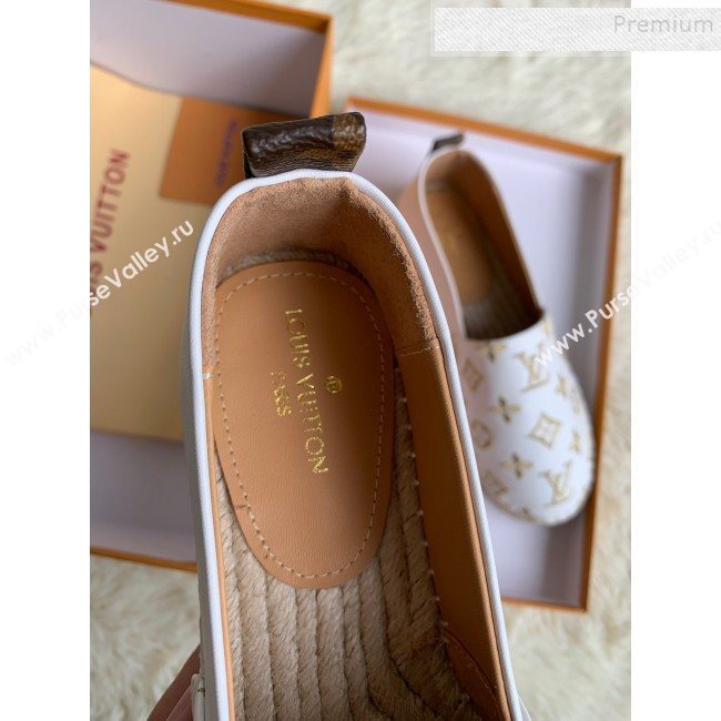 Louis Vuitton Monogram Golden Embroidered Flat Espadrilles White 2019 (For Women and Men) (HB-9122011)