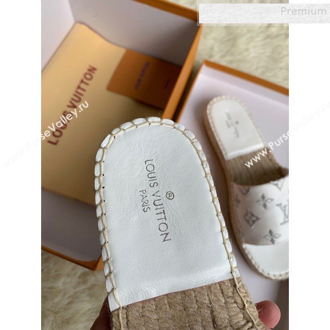 Louis Vuitton Monogram Embroidered Flat Espadrilles Slide Sandals White/Silver 2019 (For Women and Men) (HB-9122009)