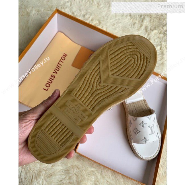 Louis Vuitton Monogram Embroidered Flat Espadrilles Slide Sandals White/Silver 2019 (For Women and Men) (HB-9122009)