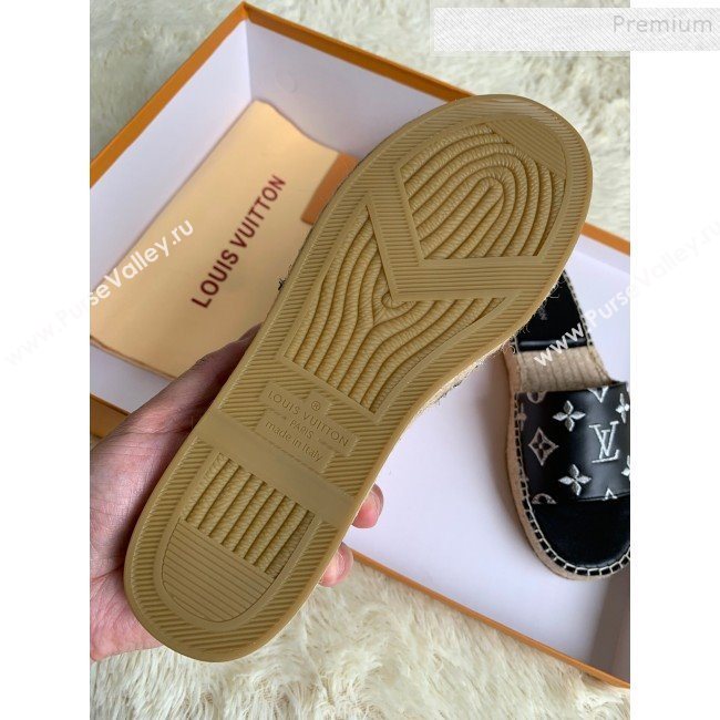 Louis Vuitton Monogram Embroidered Flat Espadrilles Slide Sandals Black/Silver 2019 (For Women and Men) (HB-9122007)