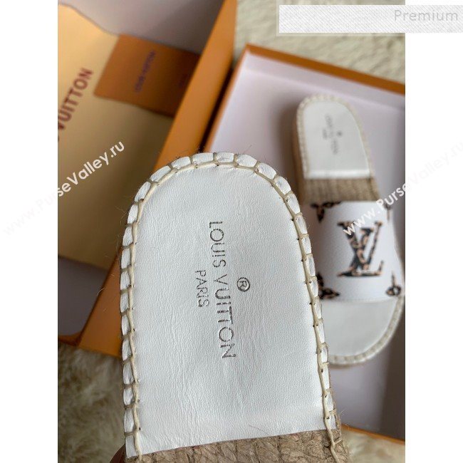 Louis Vuitton Monogram Animal Print Flat Espadrilles Slide Sandals White 2019 (For Women and Men) (HB-9122002)