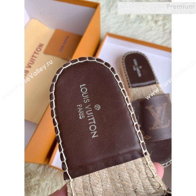 Louis Vuitton Monogram Print Flat Espadrilles Slide Sandals Coffee 2019 (For Women and Men) (HB-9122003)