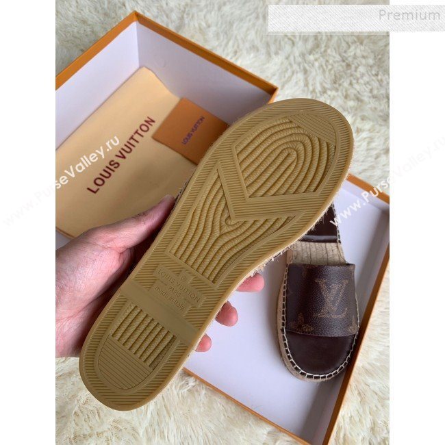 Louis Vuitton Monogram Print Flat Espadrilles Slide Sandals Coffee 2019 (For Women and Men) (HB-9122003)