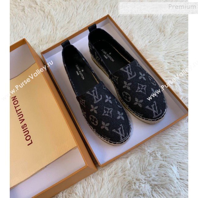 Louis Vuitton Starboard Monogram Demin Flat Espadrilles Black 2019   (HB-9122014)
