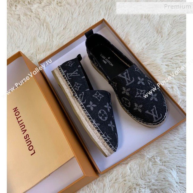 Louis Vuitton Starboard Monogram Demin Flat Espadrilles Black 2019   (HB-9122014)