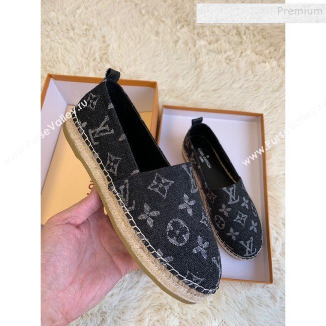 Louis Vuitton Starboard Monogram Demin Flat Espadrilles Black 2019   (HB-9122014)