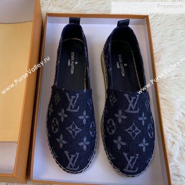 Louis Vuitton Starboard Monogram Demin Flat Espadrilles Dark Blue 2019   (HB-9122017)