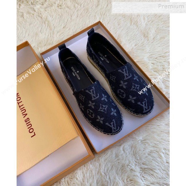 Louis Vuitton Starboard Monogram Demin Flat Espadrilles Dark Blue 2019   (HB-9122017)