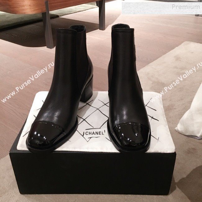 Chanel Lambskin and Patent Leather Short Boots Black 2019 (KL-9122018)