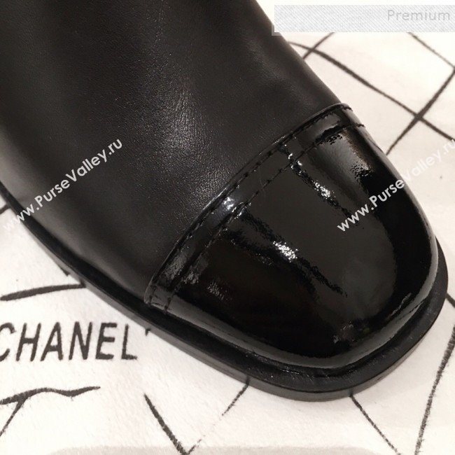 Chanel Lambskin and Patent Leather Short Boots Black 2019 (KL-9122018)