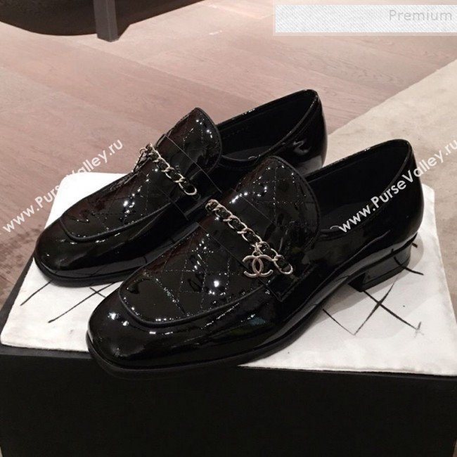 Chanel Patent Leather Loafers G34827 Black 2019 (KL-9122020)
