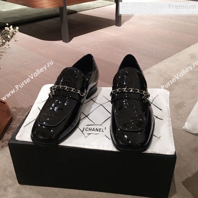 Chanel Patent Leather Loafers G34827 Black 2019 (KL-9122020)