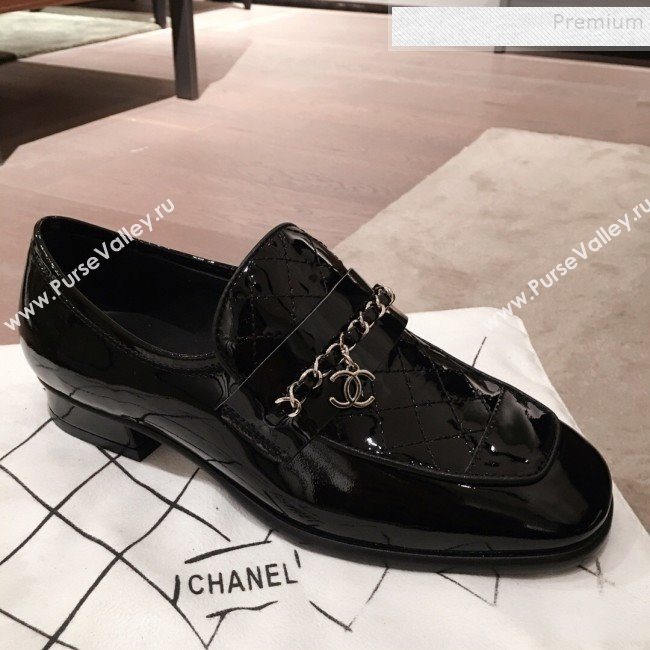 Chanel Patent Leather Loafers G34827 Black 2019 (KL-9122020)