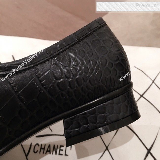 Chanel Crocodile Embossed Leather Loafers G34827 Black 2019 (KL-9122021)