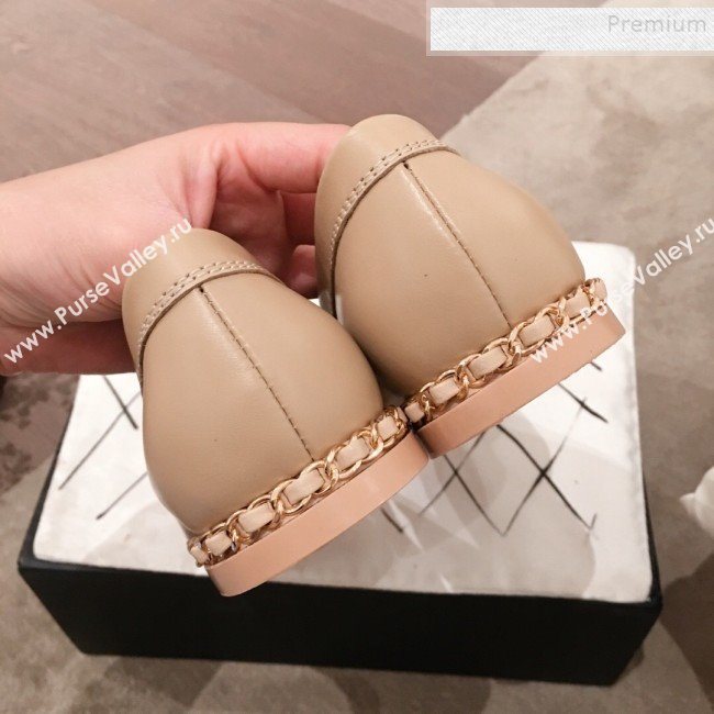 Chanel Lambskin Chain Leather Trim Loafers Apricot 2019 (KL-9122023)
