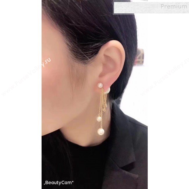 Dior Pearl Tassel Earrings Gold/White 03 2019 (YF-9122044)