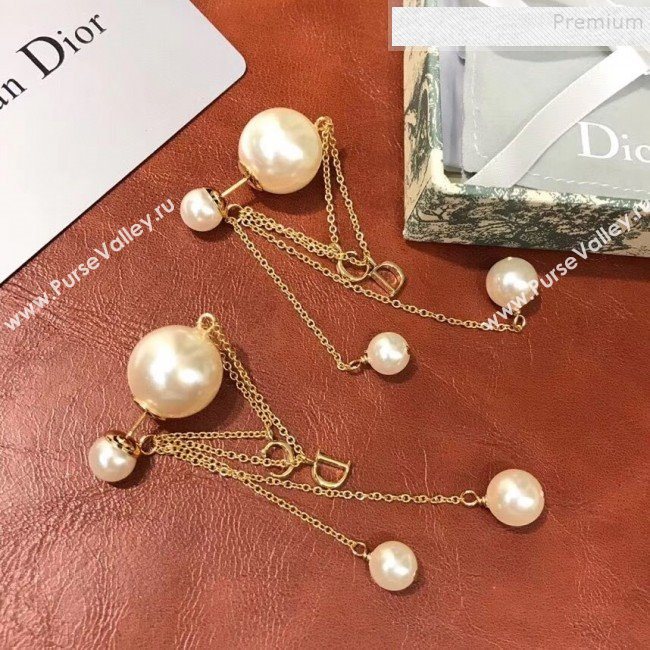 Dior Pearl Tassel Earrings Gold/White 03 2019 (YF-9122044)