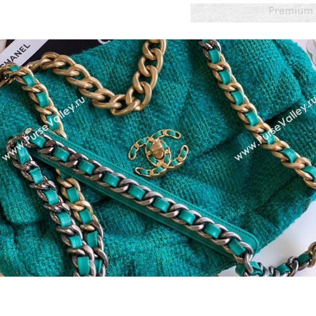 Chanel 19 Tweed Large/Maxi Flap Bag AS1161/AS1162 Green 2019 (XING-9121713)