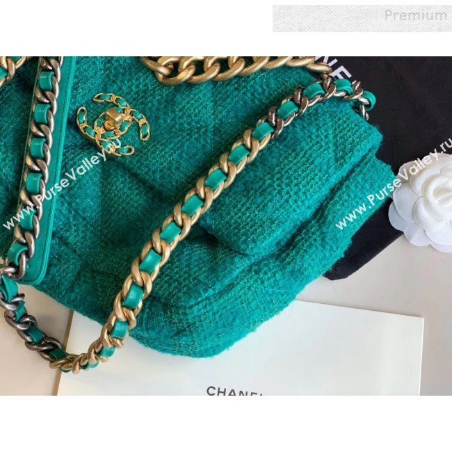 Chanel 19 Tweed Large/Maxi Flap Bag AS1161/AS1162 Green 2019 (XING-9121713)