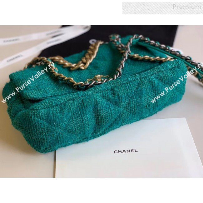 Chanel 19 Tweed Large/Maxi Flap Bag AS1161/AS1162 Green 2019 (XING-9121713)