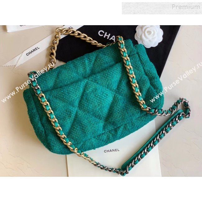 Chanel 19 Tweed Large/Maxi Flap Bag AS1161/AS1162 Green 2019 (XING-9121713)