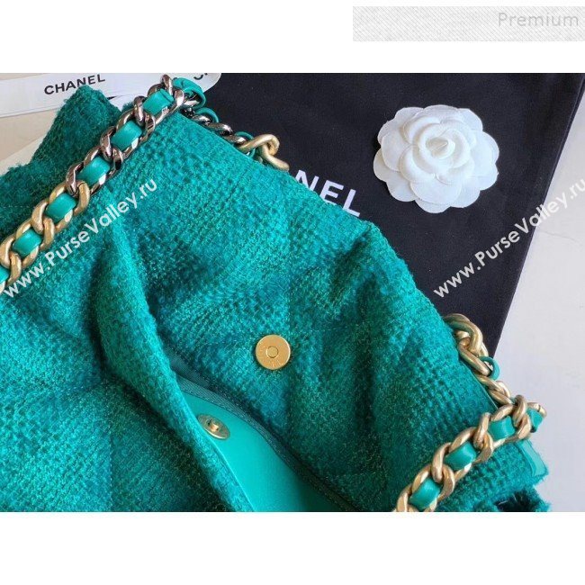 Chanel 19 Tweed Large/Maxi Flap Bag AS1161/AS1162 Green 2019 (XING-9121713)